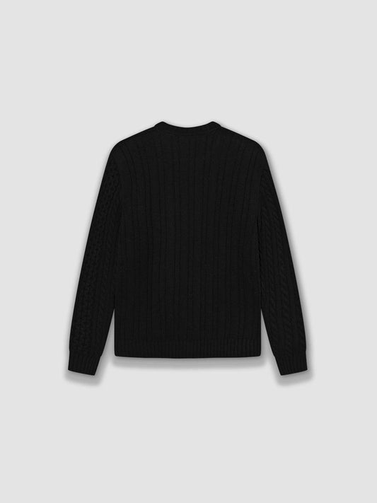 Hybrid Cable Cardigan - Black - ect.studio