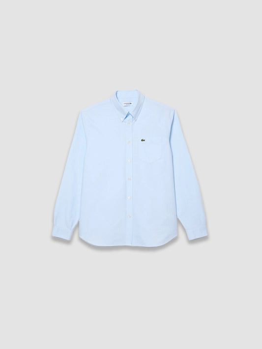 Chemise décontractée à manches longues - Blanc / Bleu