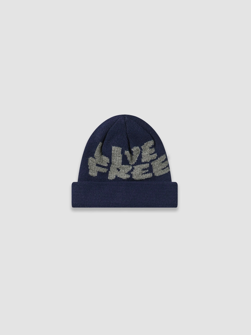 Bonnet en jacquard Live Free - Bleu marine