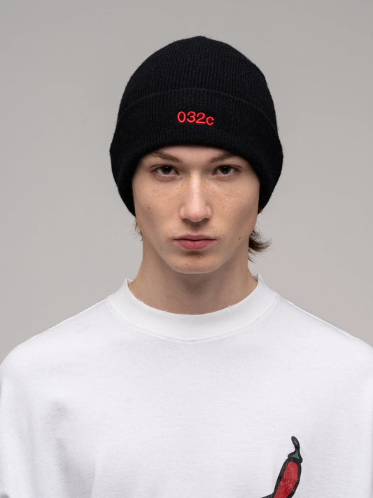 Logo Cashmere Blend Beanie - Black