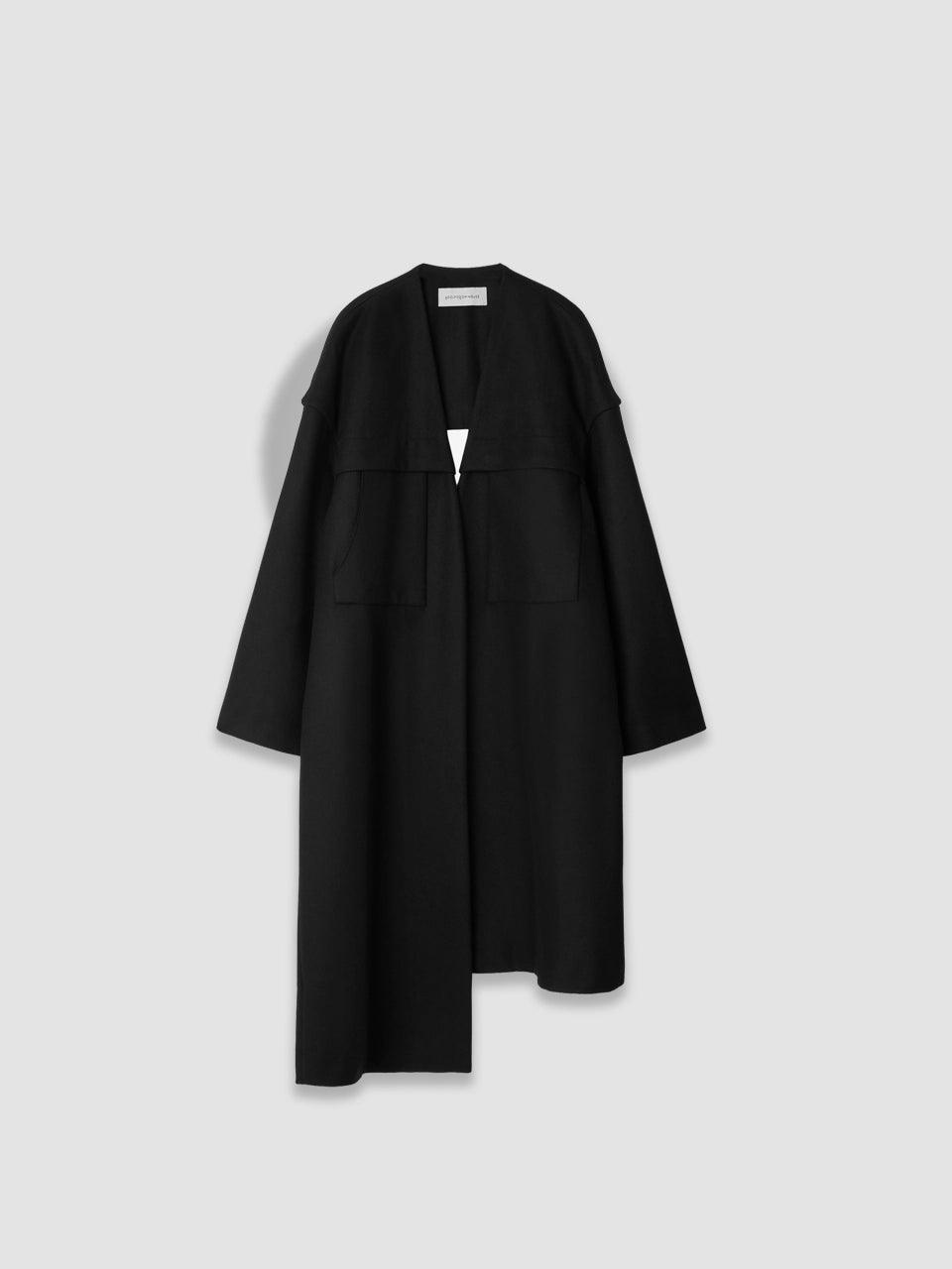 Long Asymmetrical Coat - Black - ect.studio