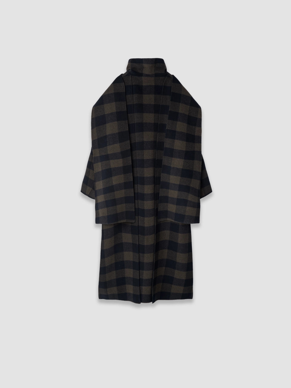 Long Wool Coat - Brown Check