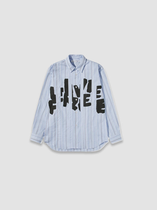 Mens Live Free Printed Shirt - Blue Stripe