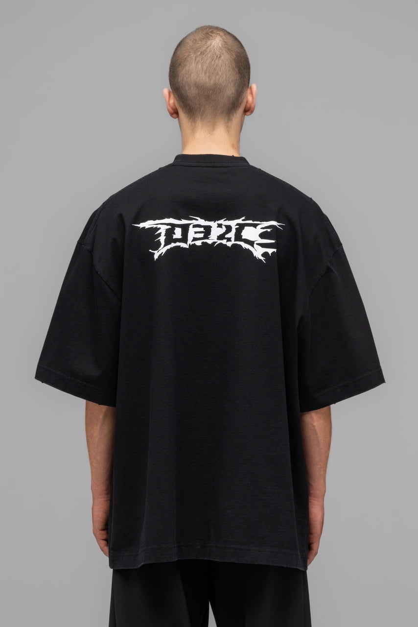 'NERVE SHATTER' Oversized T-shirt - Washed Black