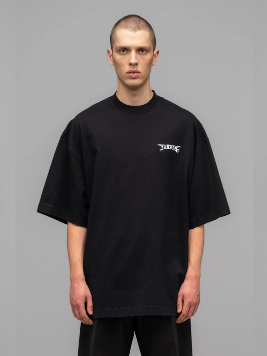 'NERVE SHATTER' Oversized T-shirt - Washed Black