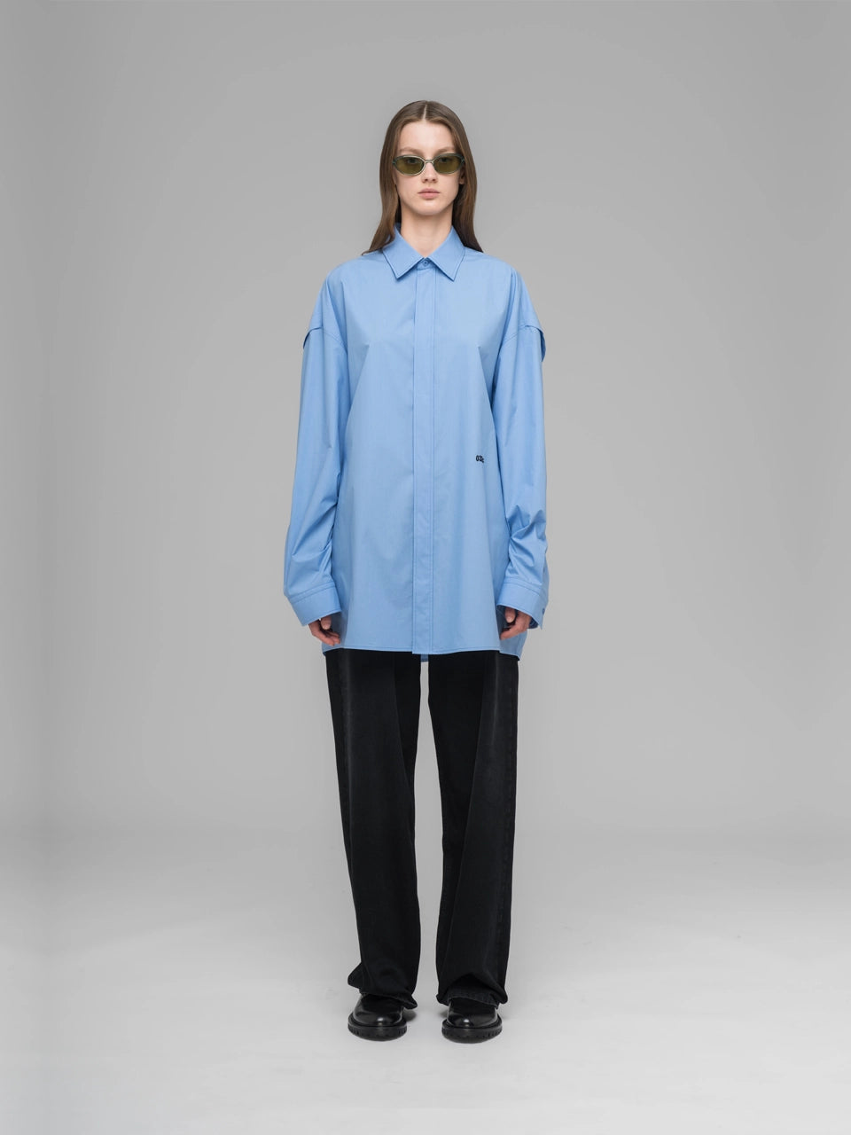 ''Please, Steam'' Oversized Shirt - Light Blue