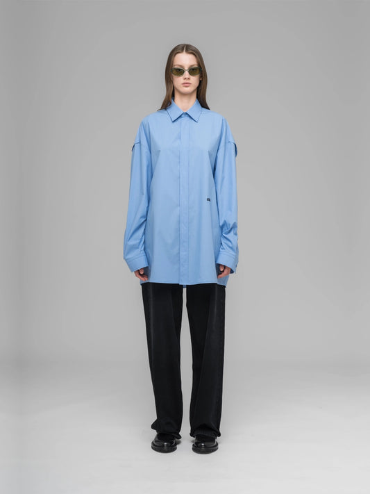 ''Please, Steam'' Oversized Shirt - Light Blue
