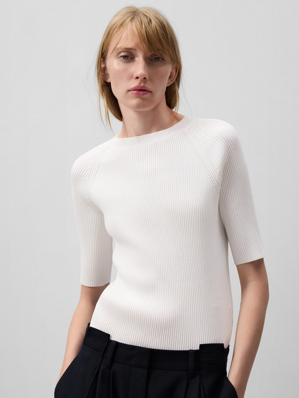 SS Ribbed Sweater - Ecru