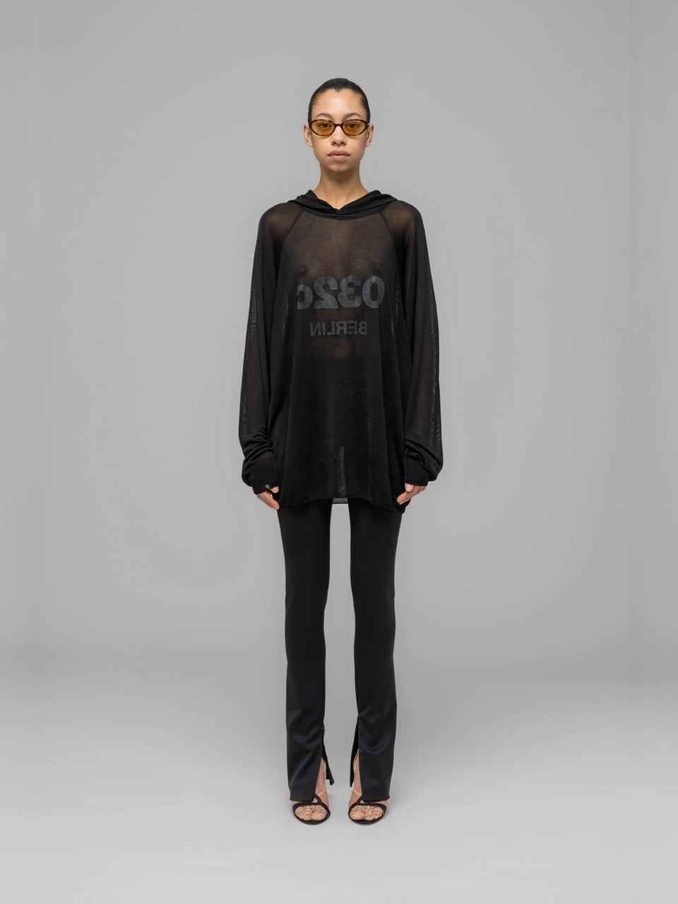 ''Selfie'' Translucent Hooded Knit - Black