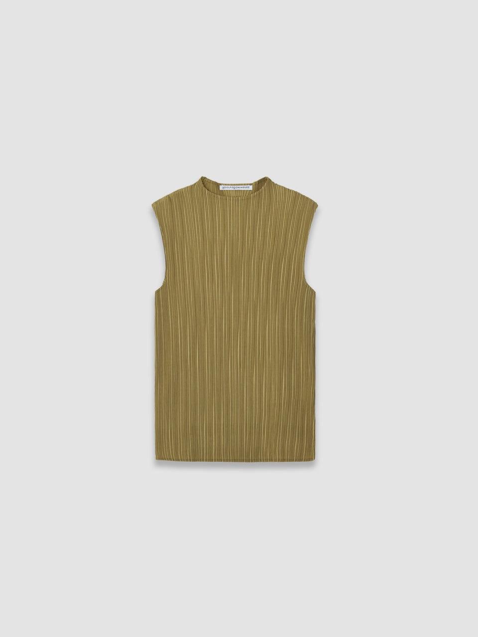 Sleeveless Crinkle Top - Olive Green - ect.studio