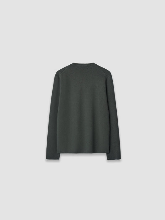 Structured Crewneck Sweater - Green/Grey