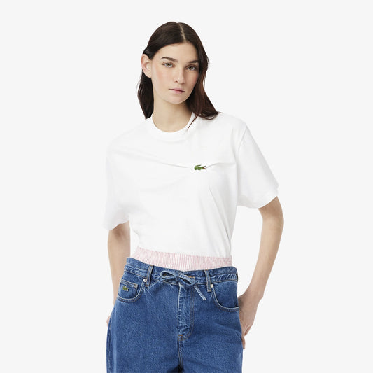 Pleated Crocodile Jersey T-shirt - White