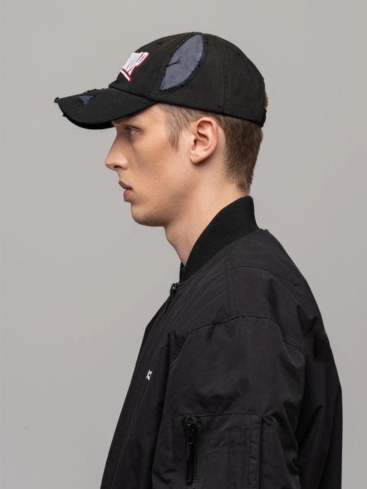 ''VICTOR'' Distressed Cap - Black/Dark Blue