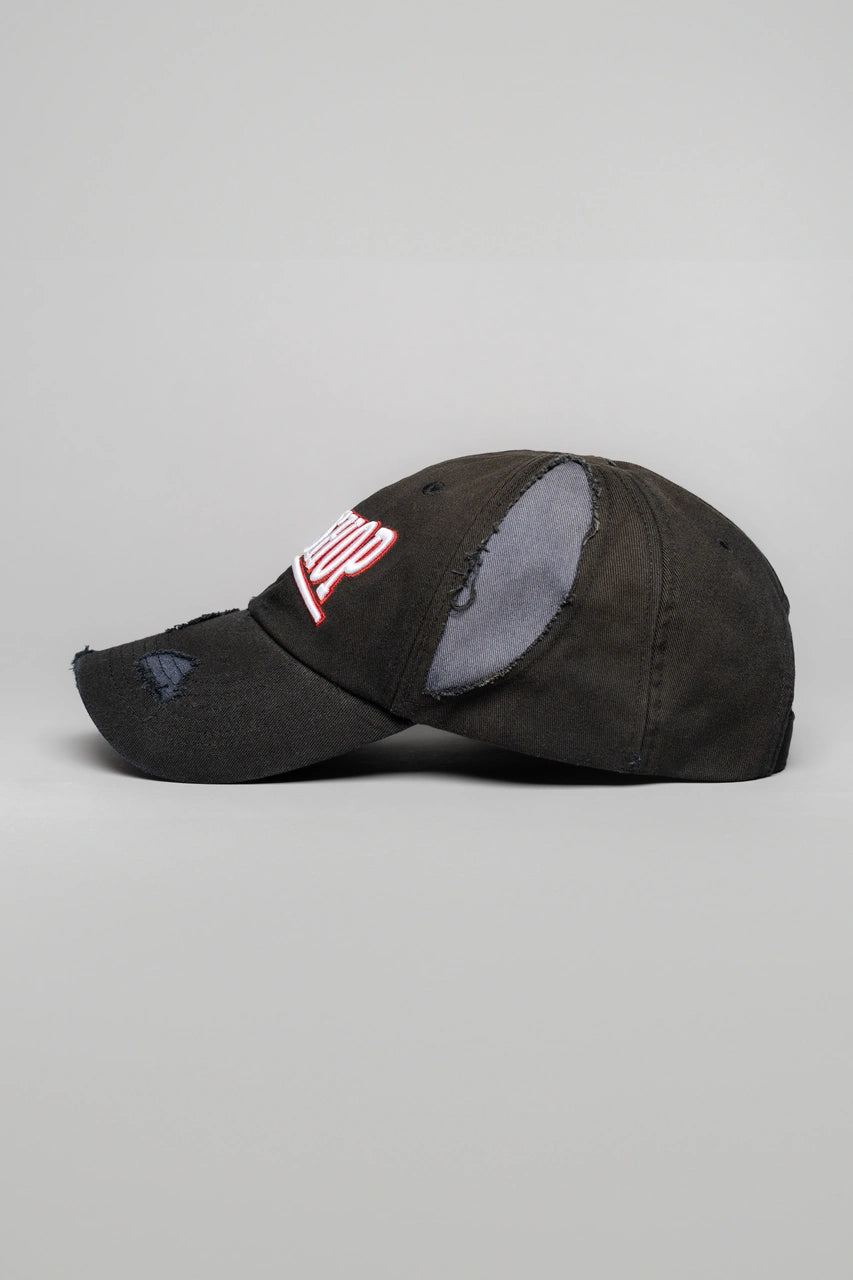 ''VICTOR'' Distressed Cap - Black/Dark Blue