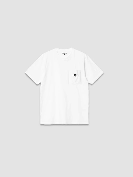 W' S/S Pocket Heart T-Shirt - White / Black