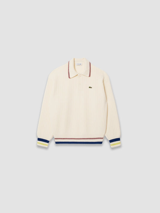 Worsted Wool Polo Sweater - R1T White