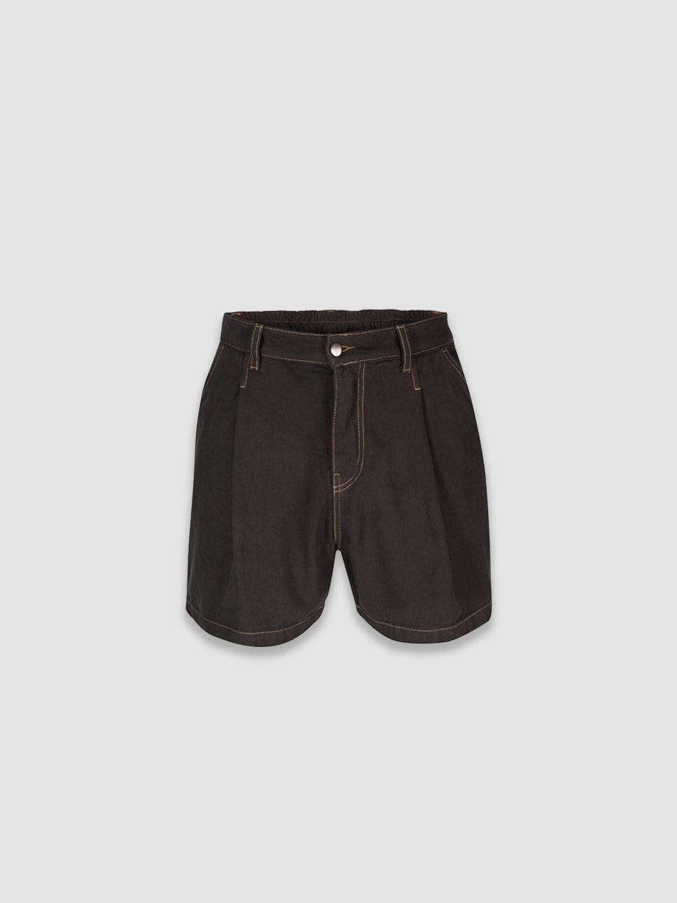 Canvas Pleated Shorts - Coffee - David Catalán - ect.studio