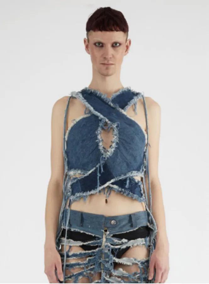 *Couture* Reversible Mechanical Top - Blue - Fine Chaos - ect.studio