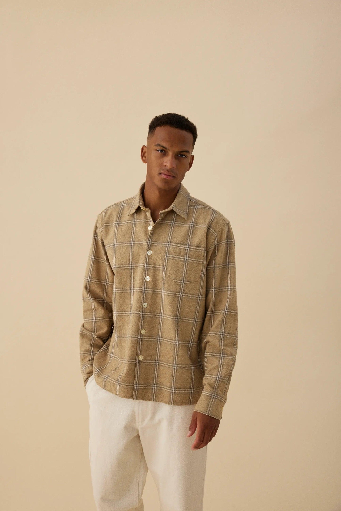 Fable Check Shirt - Khaki Check - Fóret - ect.studio