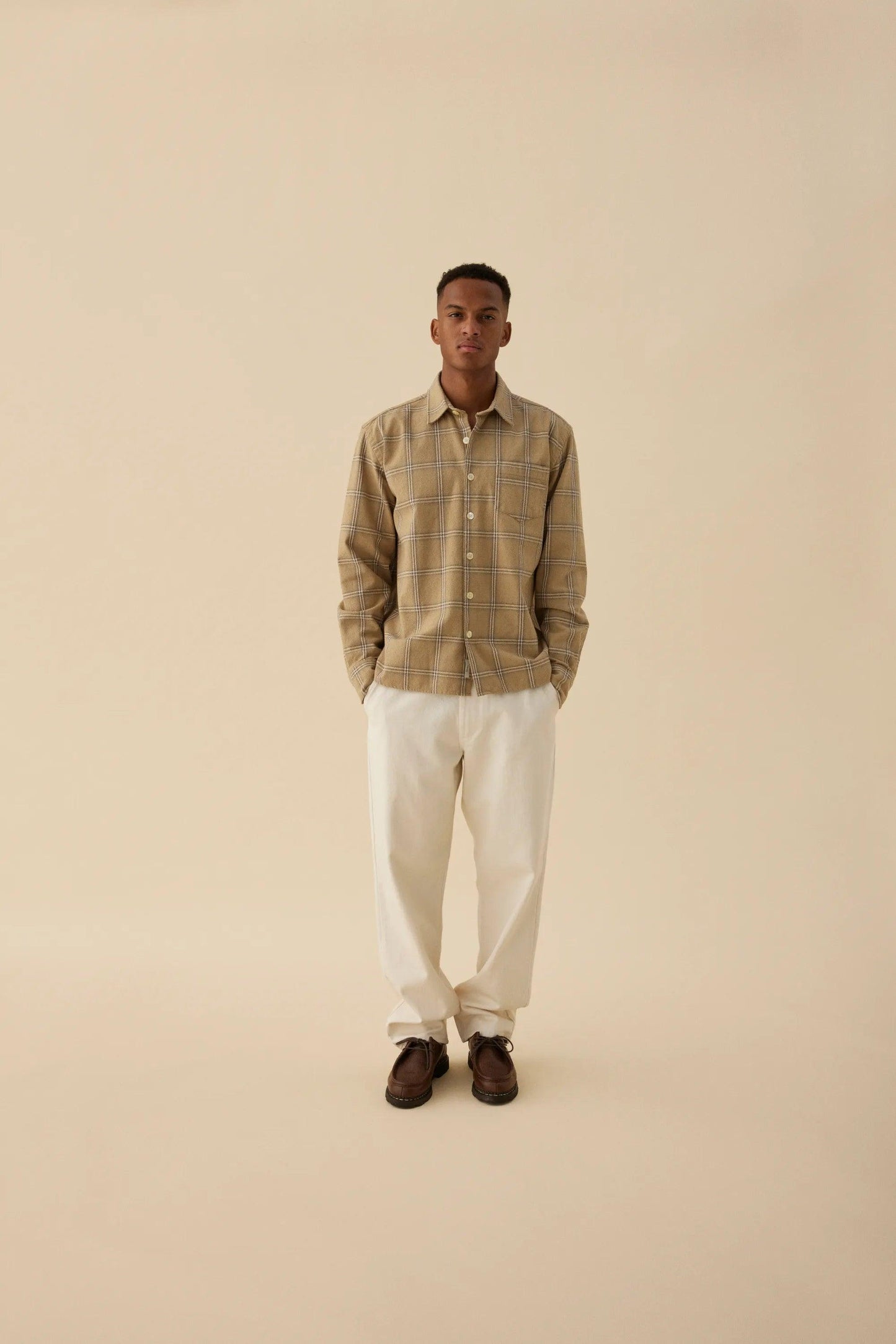 Fable Check Shirt - Khaki Check - Fóret - ect.studio