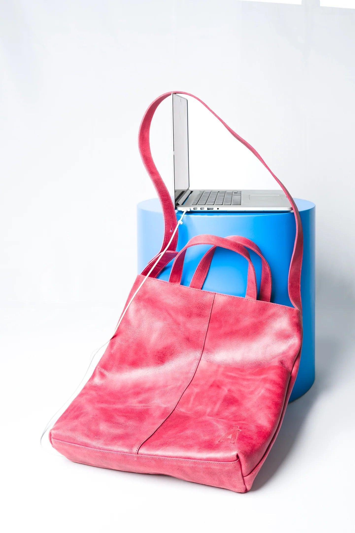 Smalls Leather Shopper - Red - Aster - ect.studio